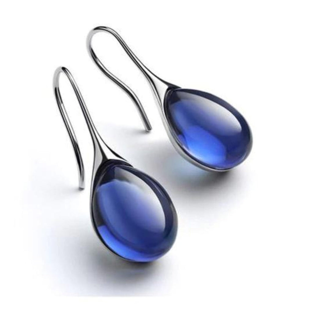 Crystal drop earrings in silver and gold