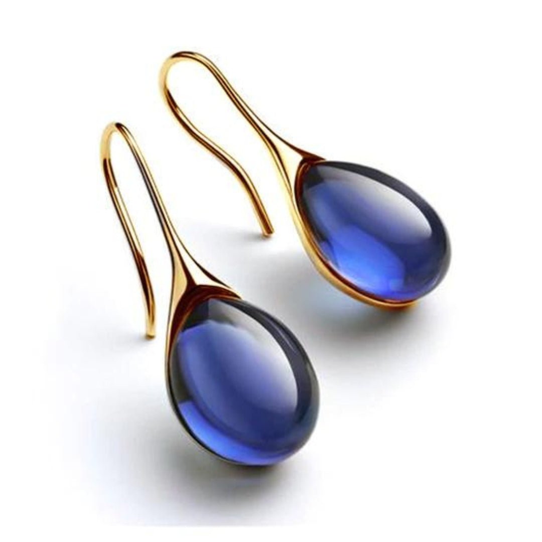 Crystal drop earrings in silver and gold