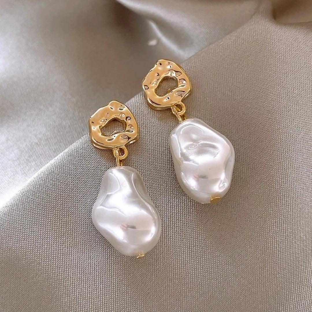 Boho Gold Pearl Earrings
