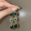 Vintage Luxurious Emerald Crystal Earrings