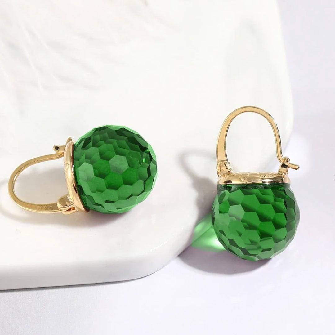 Green Gemstone Earrings in Gold