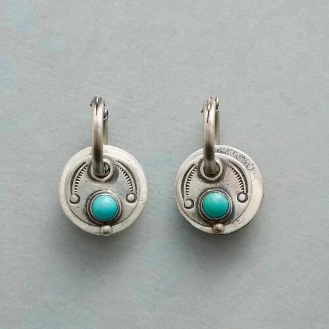 Bohemian earrings with turquoise stones in silver