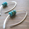 Sterling Silver Wavy Boho Earrings with Turquoise Stones