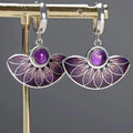 Silver Boho Mandala Earrings in Violet