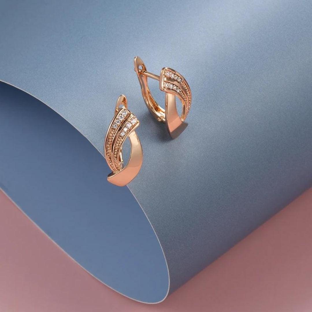Elegant zirconia earrings in rose gold