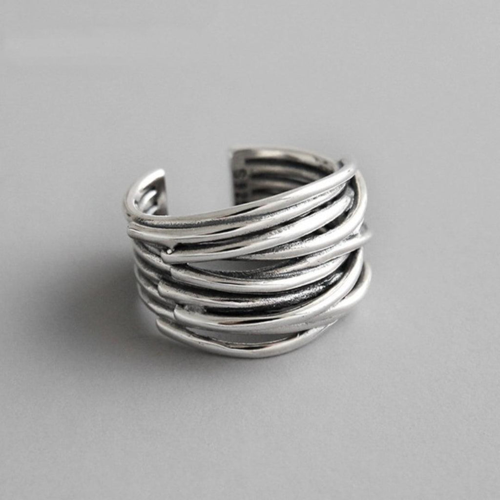 925 Sterling Silver Adjustable Layered Band