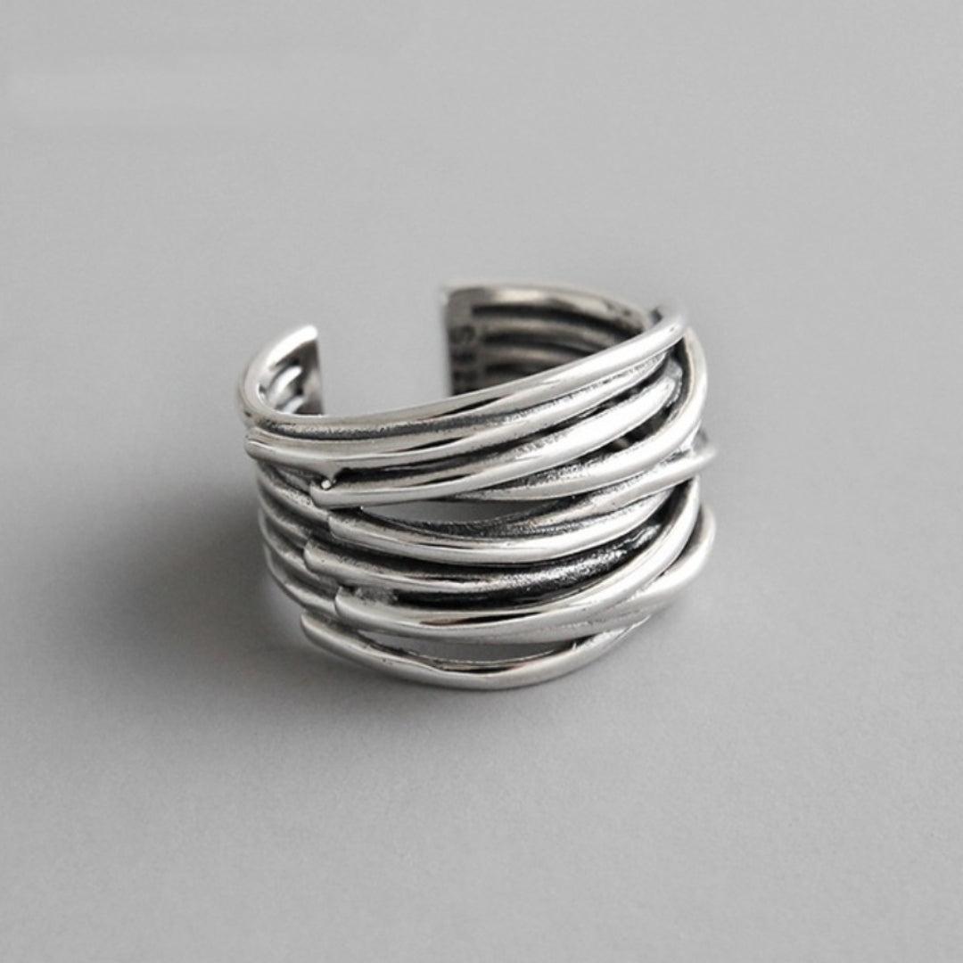 925 Sterling Silver Adjustable Layered Band