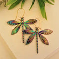 Multicolored Iridescent Dragonfly Earrings