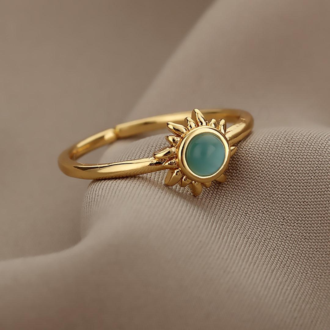 Adjustable Gold Ring with Sunstone