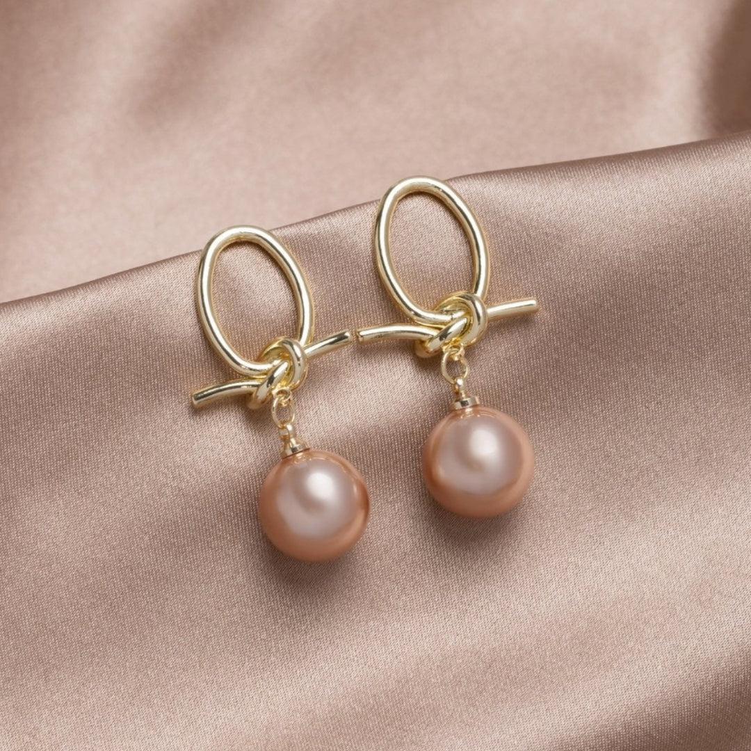 Gold Pearl Hoop Earrings