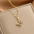Gold Crystal Butterfly Pendant Necklace