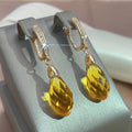 Yellow Gemstone Teardrop Earrings in Gold