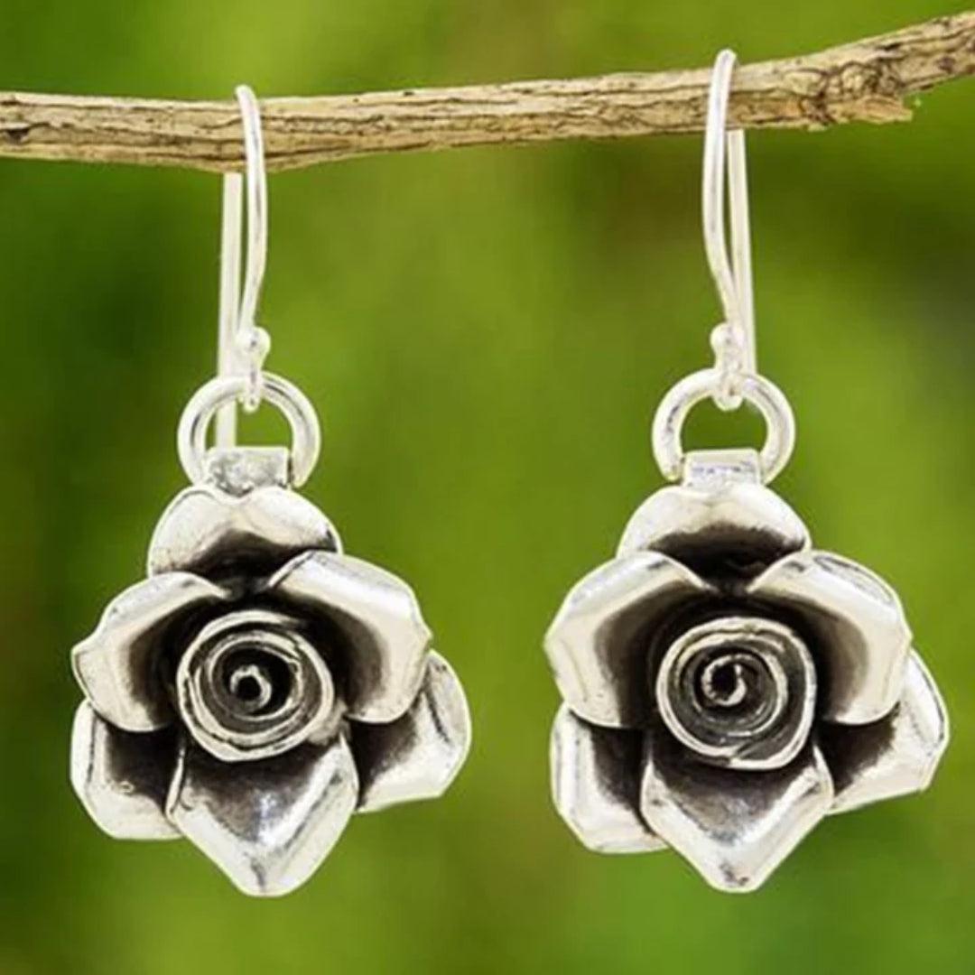 Vintage Silver Floral Earrings