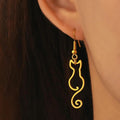 Golden Vintage Feline Earrings