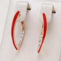 Gold-plated elegant earrings with crimson enamel