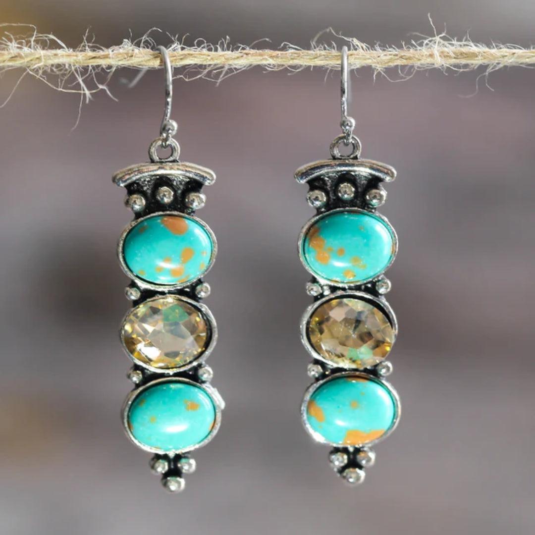 Vintage Natural Turquoise Drop Earrings
