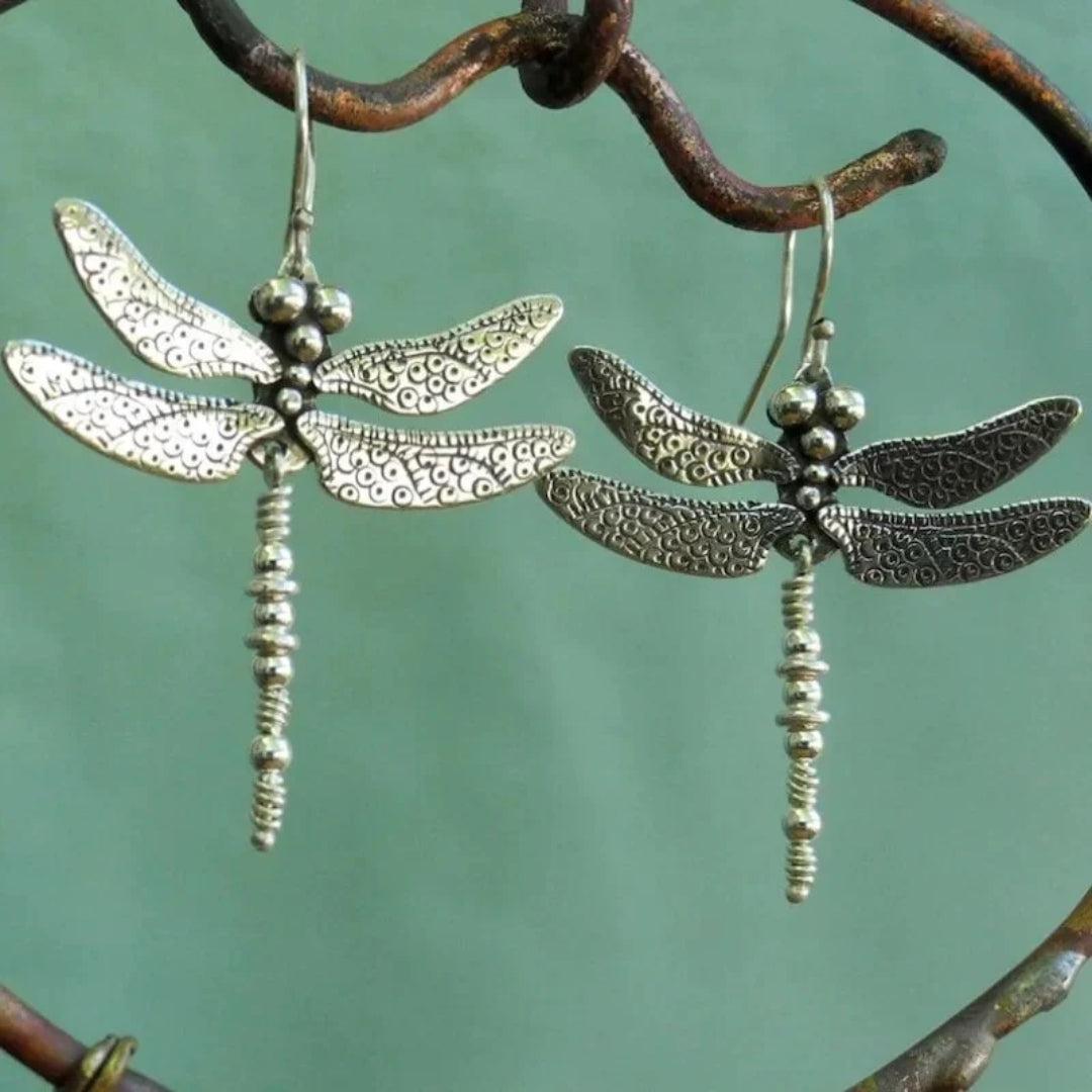 Sterling Silver Vintage Dragonfly Ear Jewelry