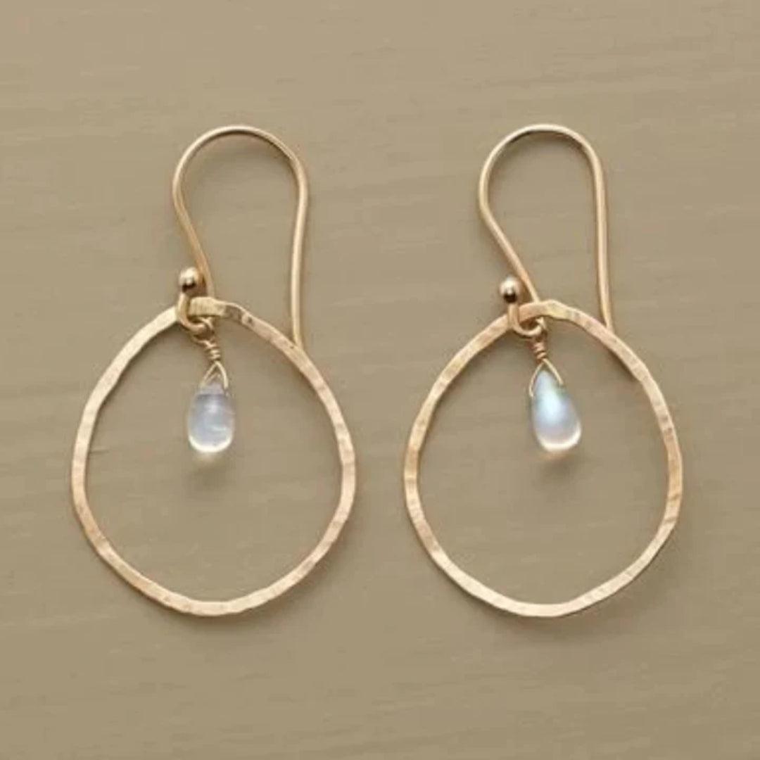 Vintage white crystal earrings set in gold