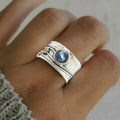 Vintage Silver Blue Sapphire Band