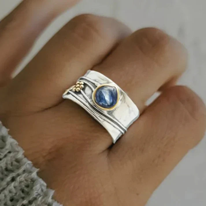 Vintage Silver Blue Sapphire Band