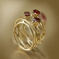 Vintage Red Zirconia Gold Thin Ring