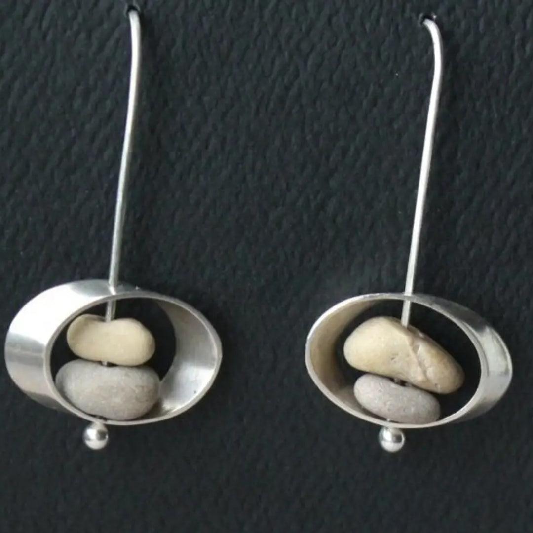 Vintage stone and silver earrings