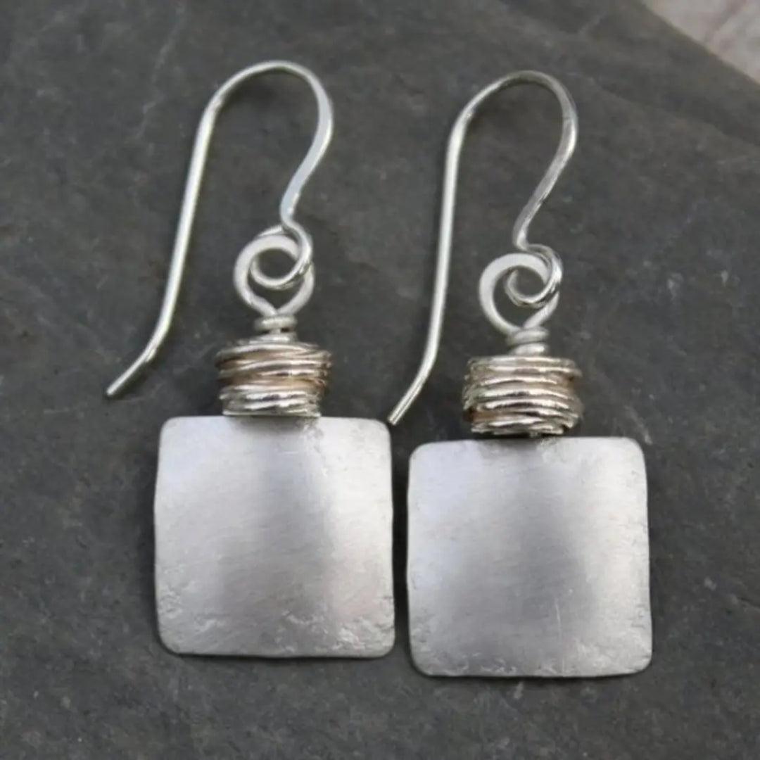 Vintage Silver Square Ear Studs