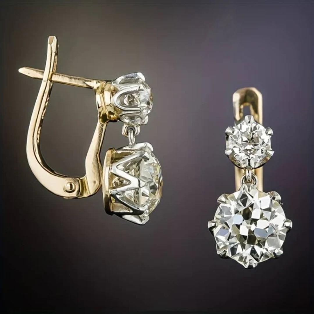 Vintage Gold Earrings with Zirconia