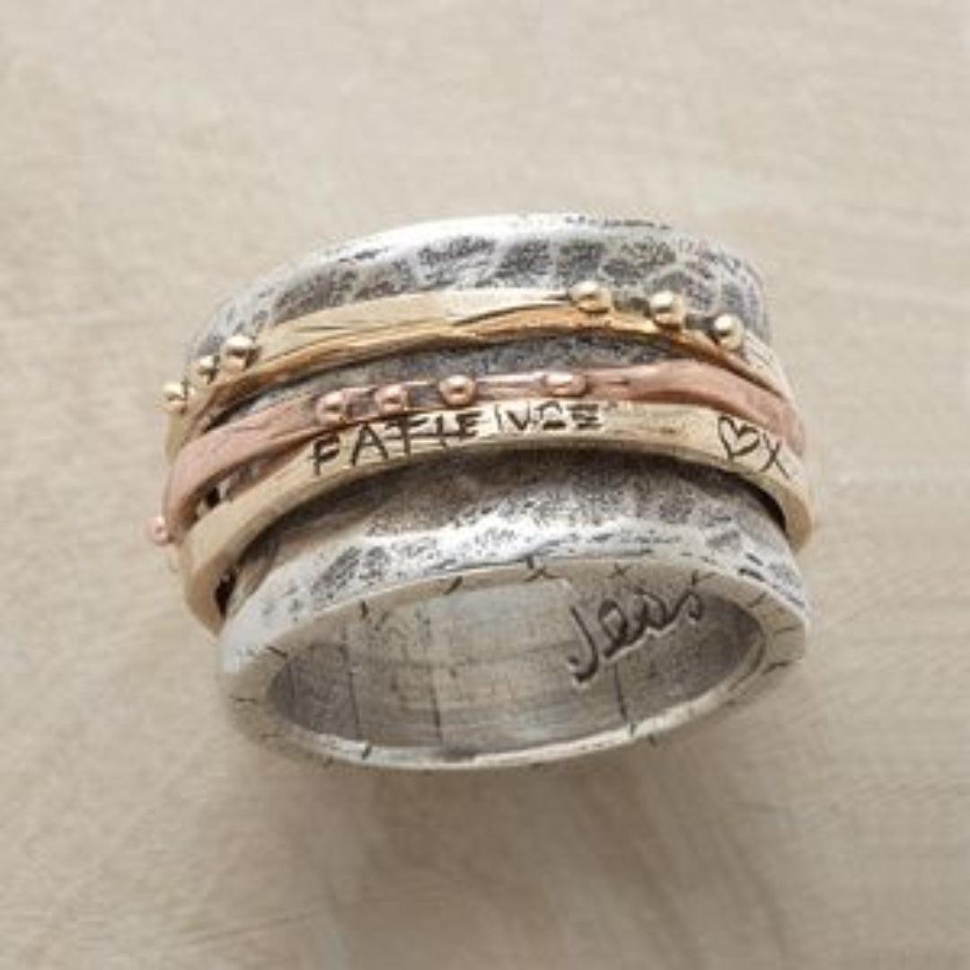 Vintage Gold Rose & Silver Band Ring