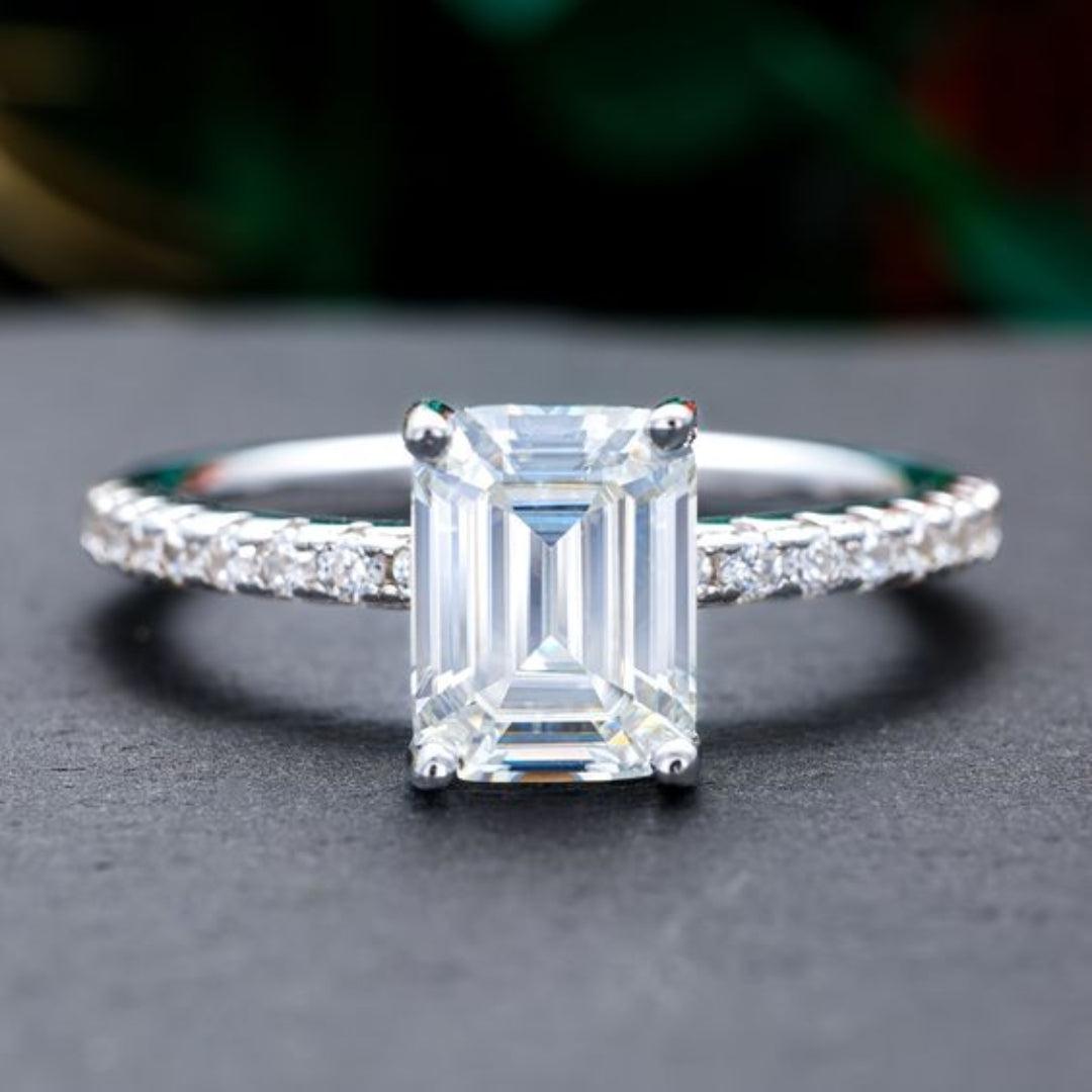 Vintage White Crystal Silver Zirconia Band