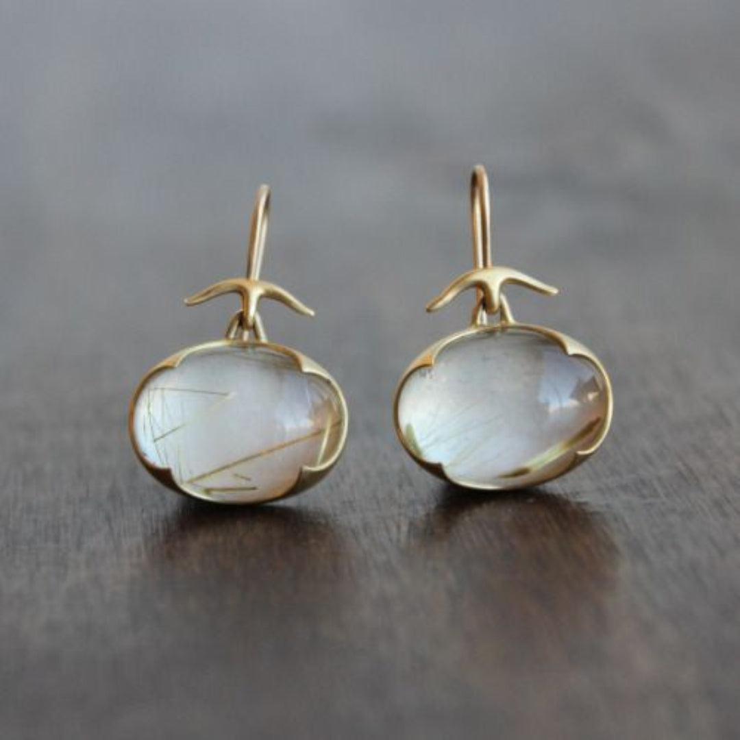 Vintage Moonstone Gold Earrings