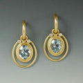 Vintage golden earrings with blue crystal inlay