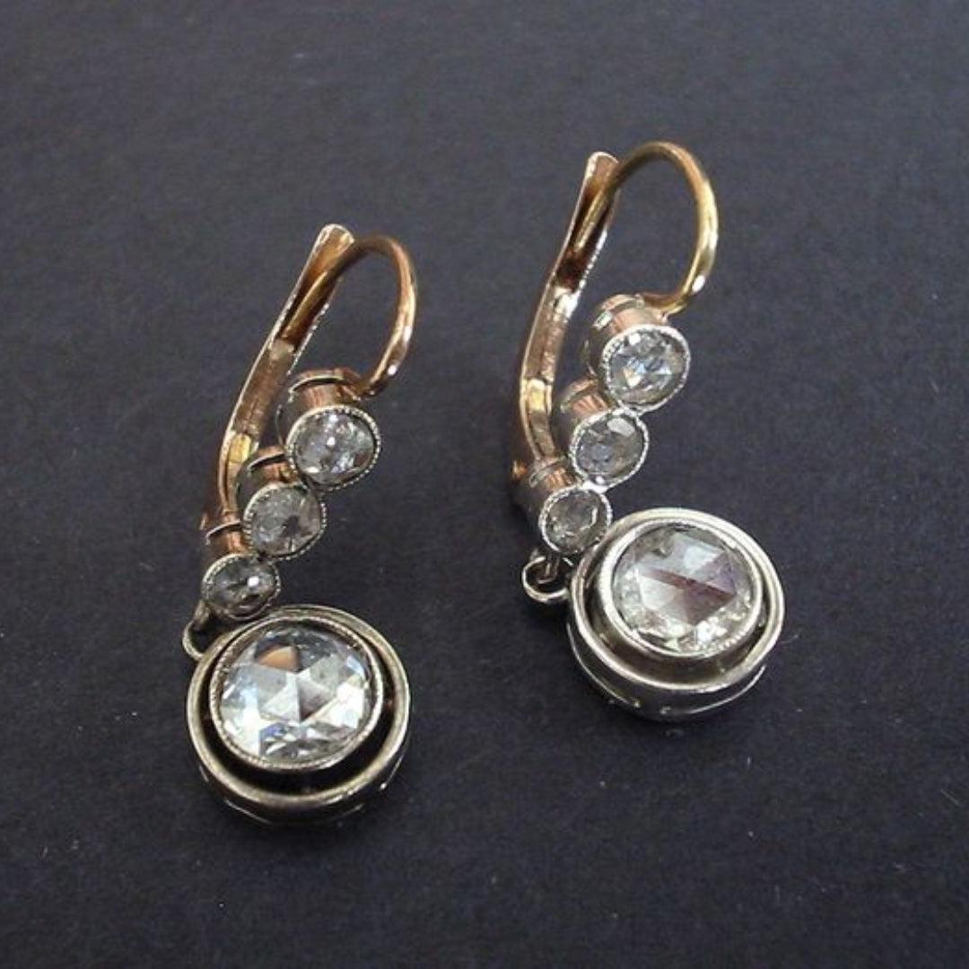 Vintage Gold Earrings with Zirconia