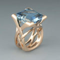 Vintage Rose Gold Blue Zircon Ring