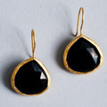 Vintage Black Stone and Gold Earrings