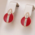 Elegant earrings with crimson enamel shine