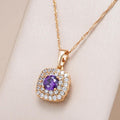 Elegant lilac shiny pendant in gold