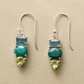 Vintage Green Gemstone Silver Earrings