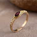 Golden Vintage Ring with Ruby Crystal