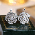 Elegant Sterling Silver Shiny Flower Earrings