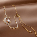 Moon Charm Bracelets made of Zirconia and Gold