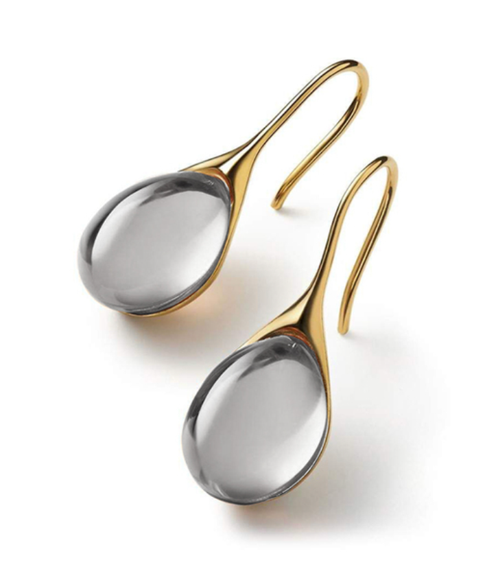 Crystal drop earrings in silver and gold
