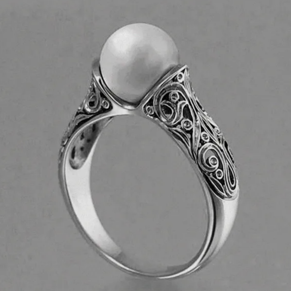 Vintage Silver Beaded Ring