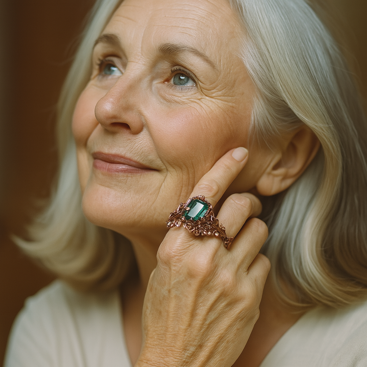 Nature Emerald Crystal Ring