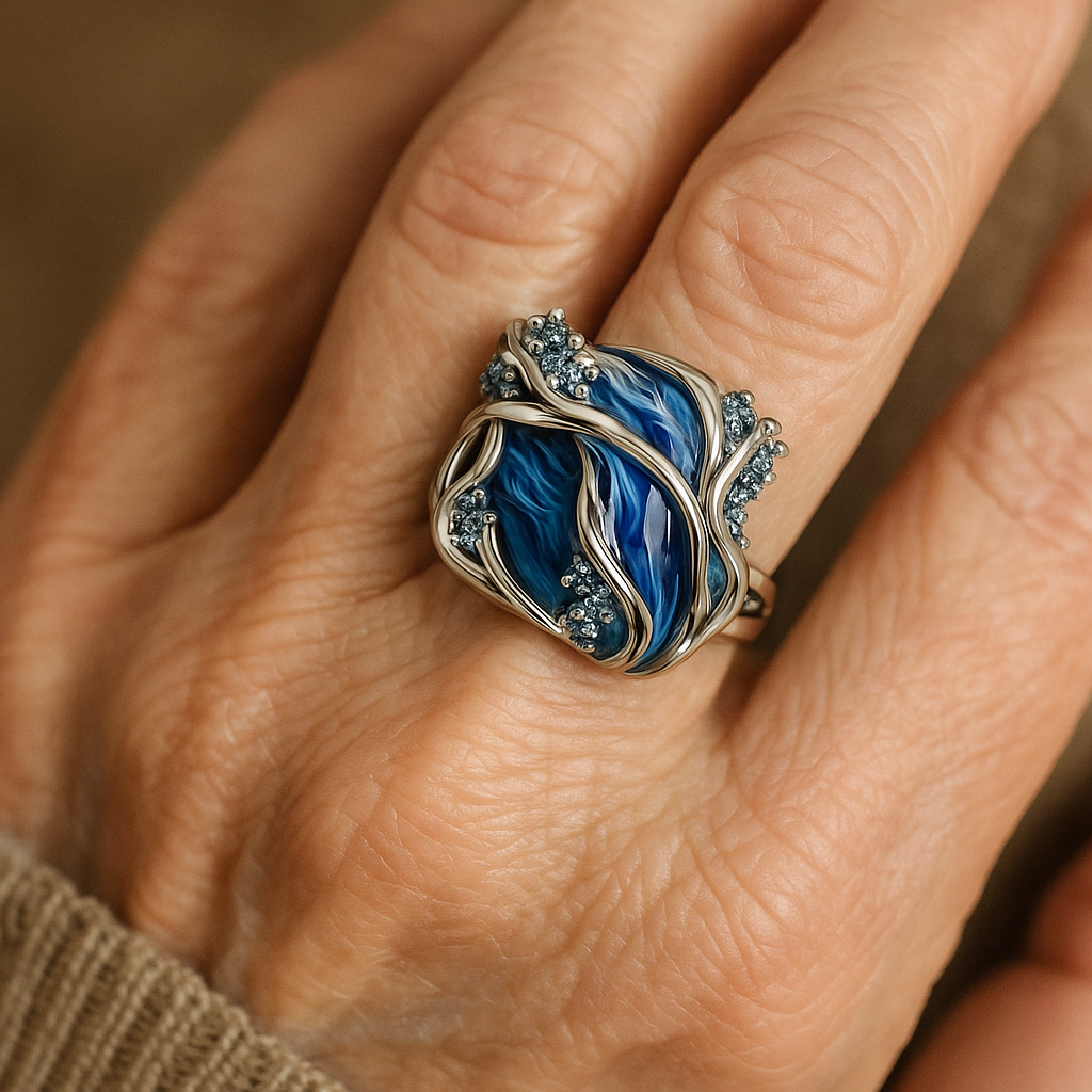 Vintage Gold Ocean Wave Ring