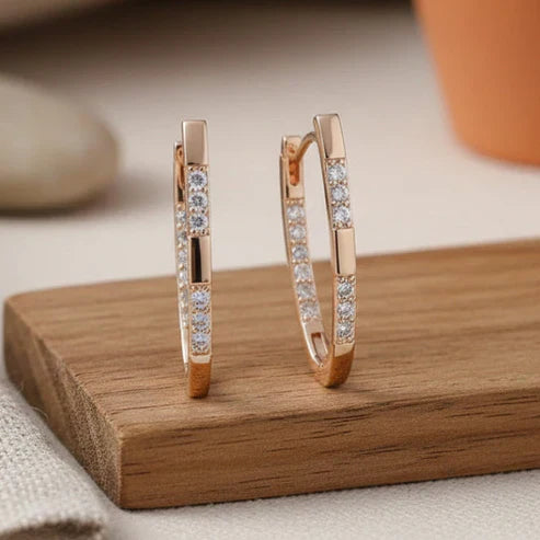 Elegant Gold Zirconia Earrings