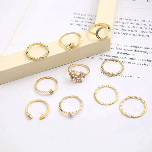 10-Pack of Silver and Gold-Plated Bohemian Rings