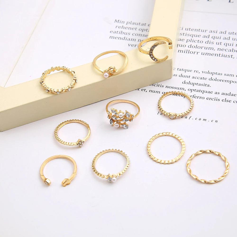 10-Pack Bohemian Silver and Gold-Toned Rings