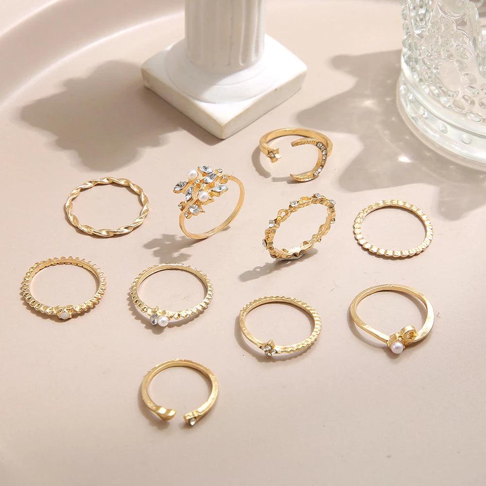 10-Pack Bohemian Silver and Gold-Toned Rings