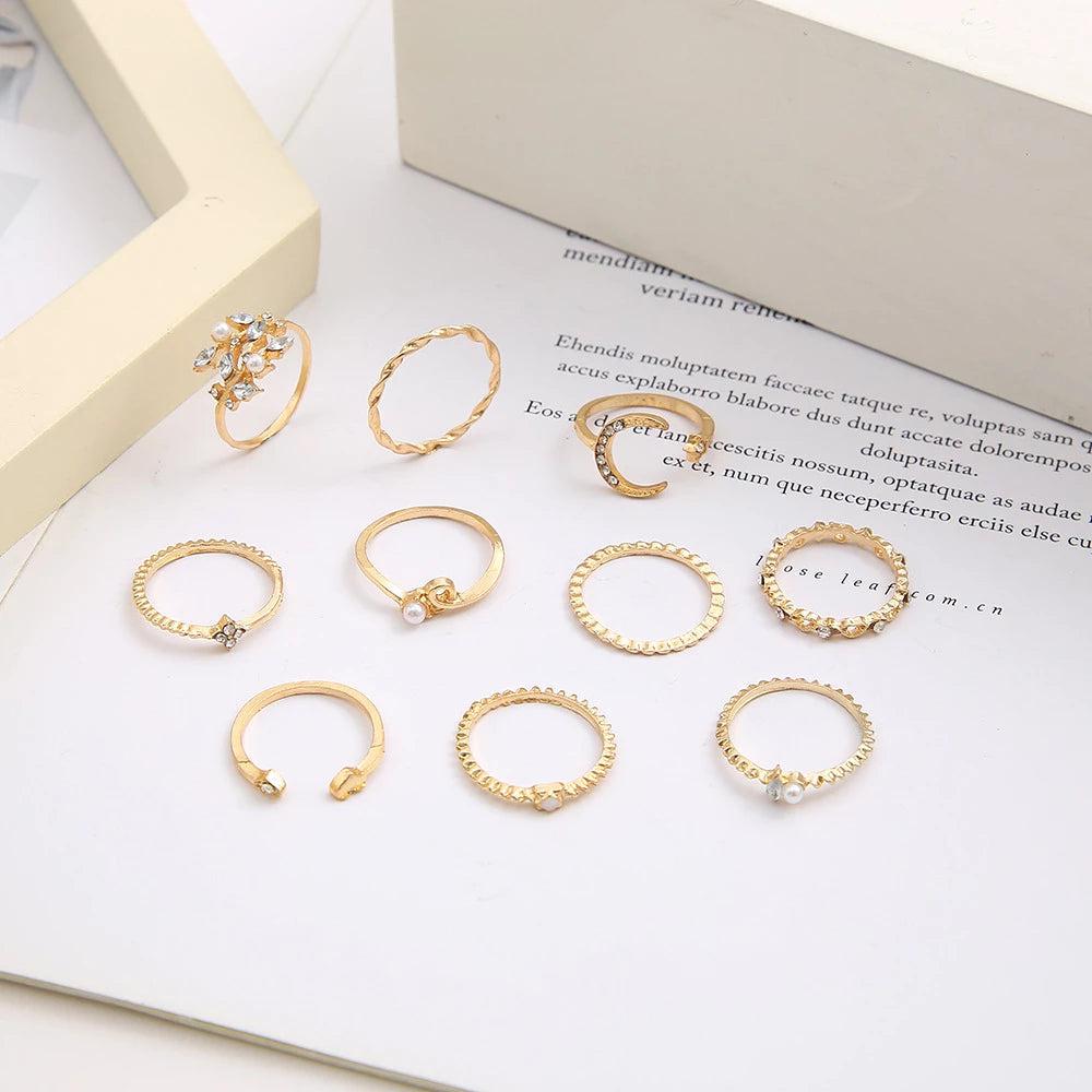 10-Pack Bohemian Silver and Gold-Toned Rings
